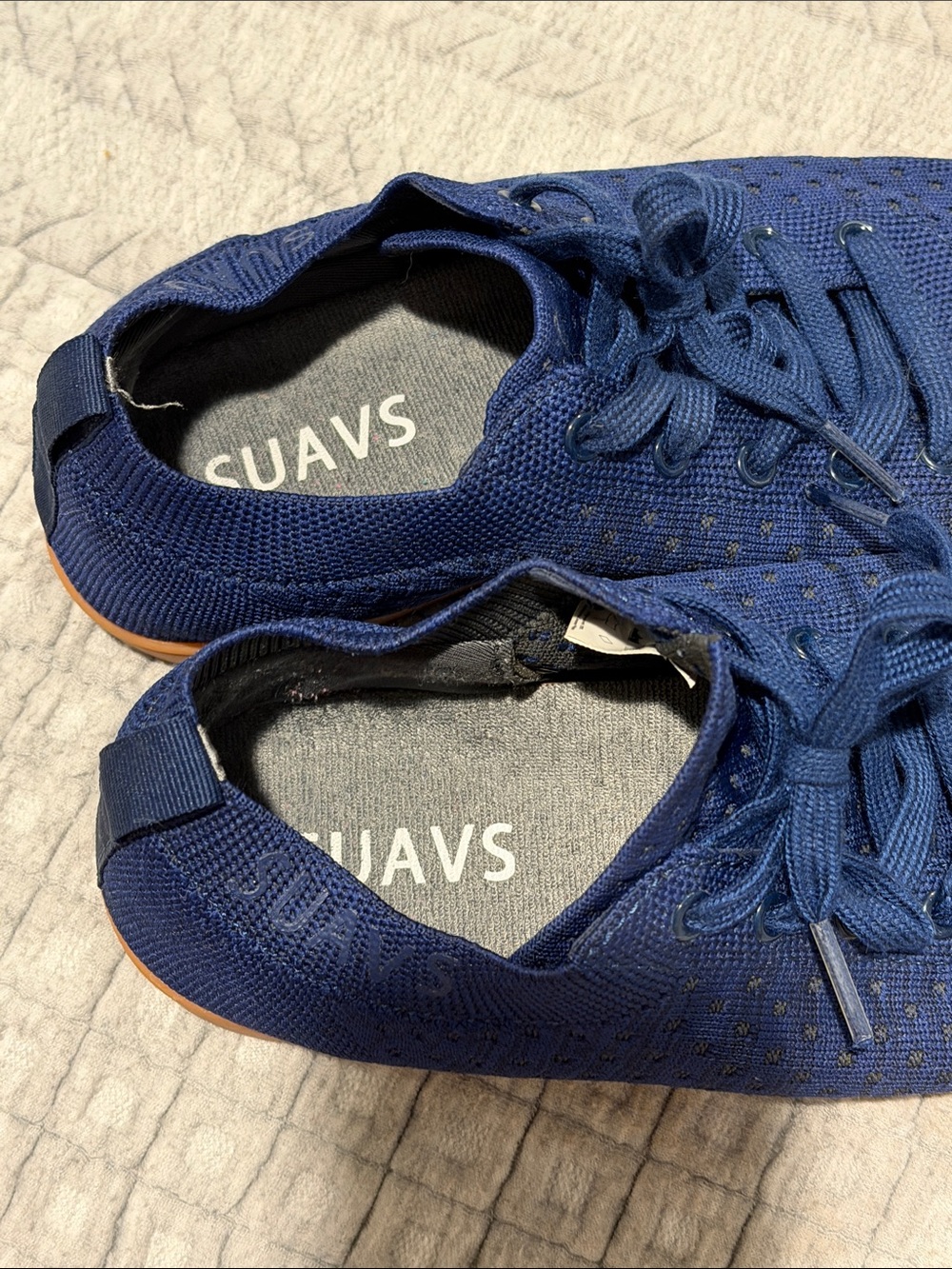 Suavs Navy Knit Sneakers with Brown Outsole - Picture 5 of 5